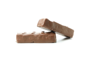 Tasty candy bars isolated on white background