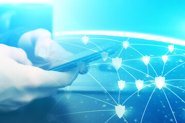 digital payment protection, mobile information data security and business safety on internet network, cryptocurrency security, global cybersecurity concept