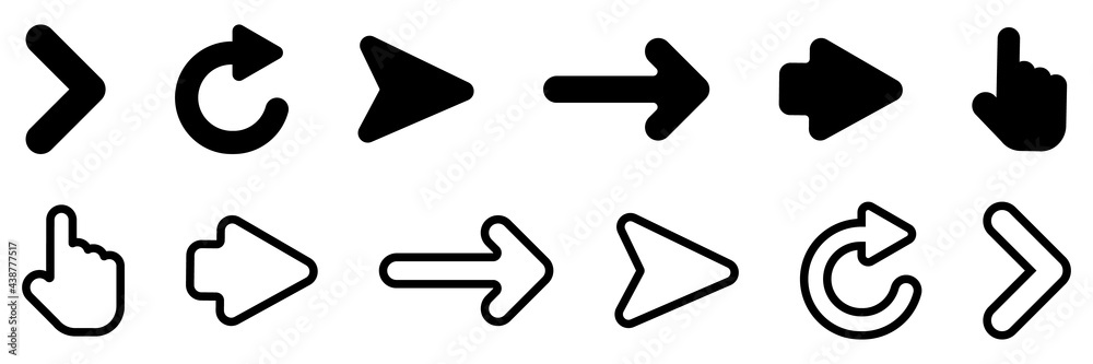 Wall mural arrow. arrows vector icons collection. arrow black, isolated. set of cursor. arrows in modern simple