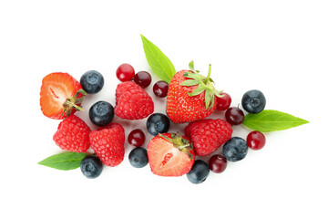 Fototapeta na wymiar Delicious berry mix isolated on white background