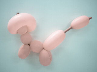 Balloon twsiting of dog on the wall in a party decoration