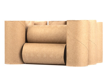 Cardboard insert from rolls toilet paper isolated on white background.