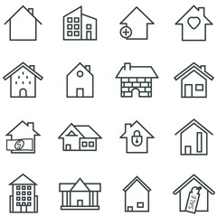 Obraz premium Set of home icon vector illustrator. House linear line symbol.