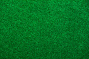 A close up of green felt material background. Textured fabric backdrop. Copy space