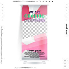 Business Roll Up Set. Standee Design. Banner Template, Abstract Blue Geometric Triangle Background vector, flyer, presentation, leaflet, j-flag, x-stand, x-banner, exhibition display