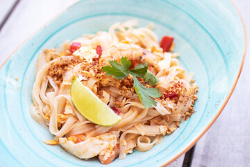 Close Up Delicious Shrimp Pad Thai