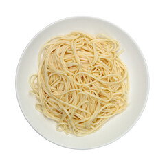 linguine pasta on circle white plate isolated on white