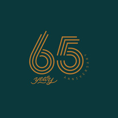65 years anniversary pictogram vector icon, 65th year birthday logo label. - obrazy, fototapety, plakaty