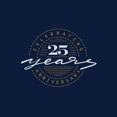 Fototapeta premium 25 years anniversary pictogram vector icon, 25th year birthday logo label.