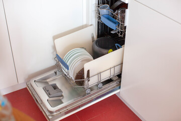 dishwasher, order in the house. Kitchen interior. Home organization. 