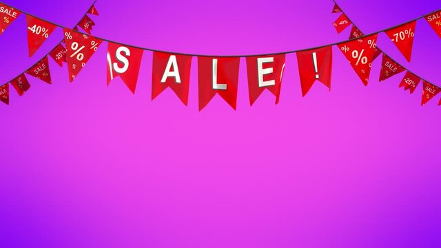 Hanging pennants set with the message Sale!