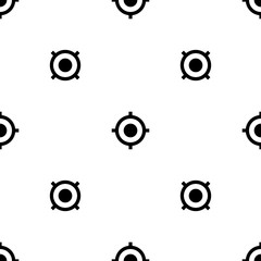 Seamless pattern of repeated black crosshair symbols. Elements are evenly spaced and some are rotated. Vector illustration on white background