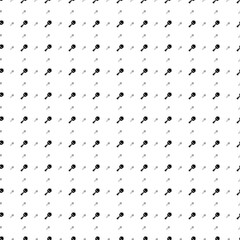 Square seamless background pattern from black baby rattle symbols are different sizes and opacity. The pattern is evenly filled. Vector illustration on white background