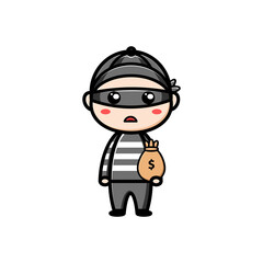 Obraz premium cute thief character on white background