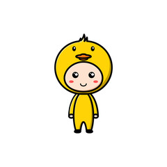 boy character wearing duck costume on white background