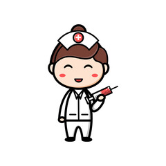 cute nurse character on white background