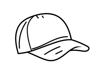 Baseball cap red vector black line drawing