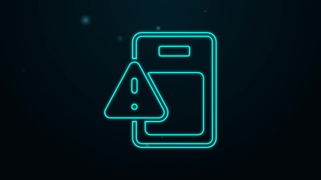 Glowing neon line Global economic crisis icon isolated on black background. World finance crisis. 4K Video motion graphic animation