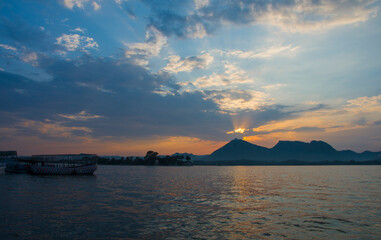 sunset over the lake