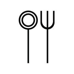 Spoon and fork icon. Vector for web, computer, and mobile app. Black icon. Vector illustration.