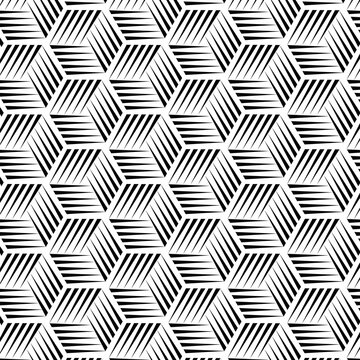 Seamless hexagon halftone geometric stripe line pattern vector on black background for Fabric and textile printing, jersey print, wrapping paper, backdrops and , packaging, web banners
