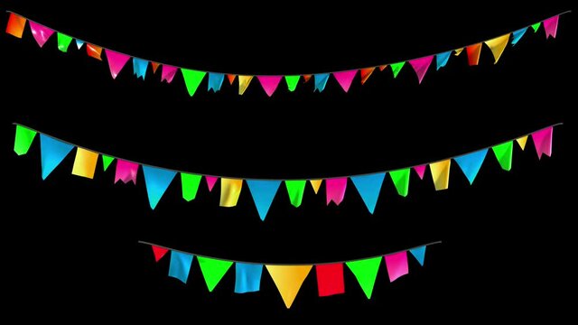 Birthday party garland set with Alpha Channel mask in 4K