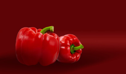 Composition on the table of red bell peppers. Vegetarianism, healthy lifestyle, vitamins.