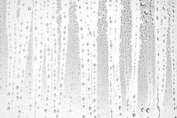 Fototapeta na wymiar white background water drops on glass, abstract design overlay wallpaper