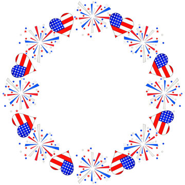 Watercolor wreath for 4th of July USA Independence Day