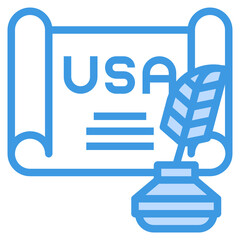 Declaration Of Independence blue line icon