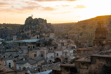 Fototapeta premium Sunrise in Matera. The city of stones. A panorama in Basilicata