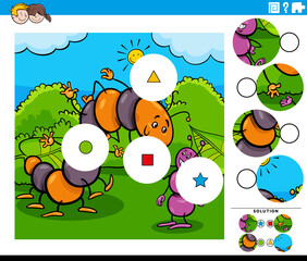 match pieces task with cartoon caterpillar and ant