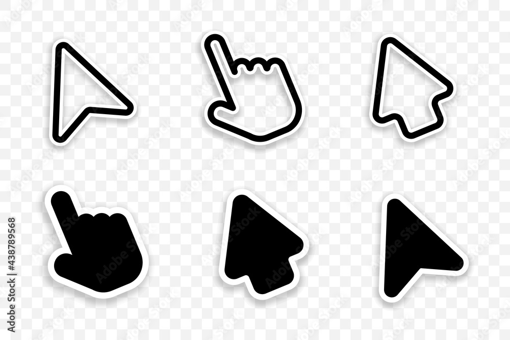Wall mural cursor vector icons. arrows icons, isolated. computer mouse click. cursor arrow black. vector illust