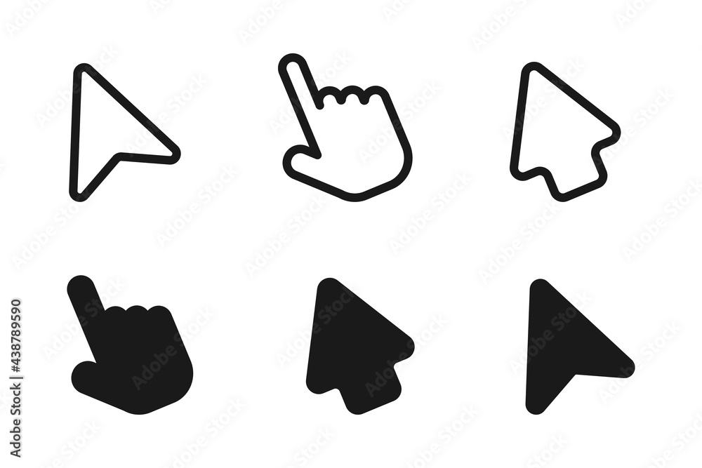 Wall mural cursor vector icons. arrows icons, isolated. computer mouse click. cursor arrow black. vector illust
