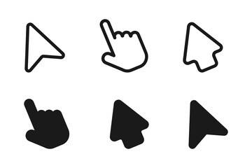 Cursor vector icons. Arrows icons, isolated. Computer Mouse click. Cursor arrow black. Vector illustration