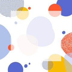 Abstract hand drawing trendy colors leaves and bubbles copy space background. Use for card, poster, template, design, invitation, print