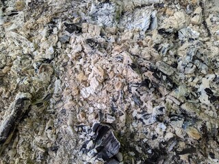 ashes from an outdoor campfire in the daytime background and texture.