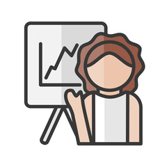 Female economist avatar. Bussinesswoman character. Profile user, person. People icon. Vector illustration
