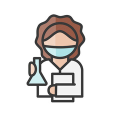 Chemist woman avatar. Chemical people. Profile user, person, people icon. Vector illustration