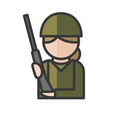 Female soldier avatar. Army, military character. Profile user, person. People icon. Vector illustration