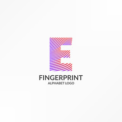 letter E abstract wave gradient stripes fingerprint vector logo design
