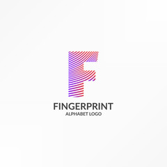 letter F abstract wave gradient stripes fingerprint vector logo design