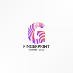 letter G abstract wave gradient stripes fingerprint vector logo design