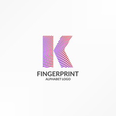letter K abstract wave gradient stripes fingerprint vector logo design