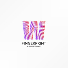 letter W abstract wave gradient stripes fingerprint vector logo design