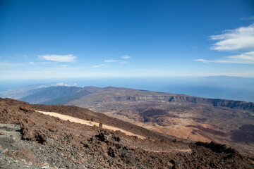 View from the Teide volcano in the Canary Islands of Spain