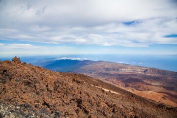 View from the Teide volcano in the Canary Islands of Spain