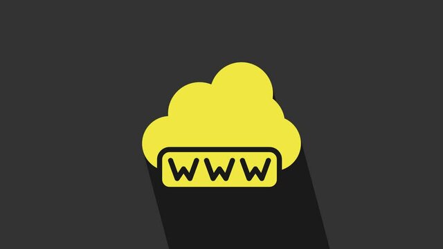 Yellow Software, web development, programming concept icon isolated on grey background. Programming language and program code on screen laptop. 4K Video motion graphic animation