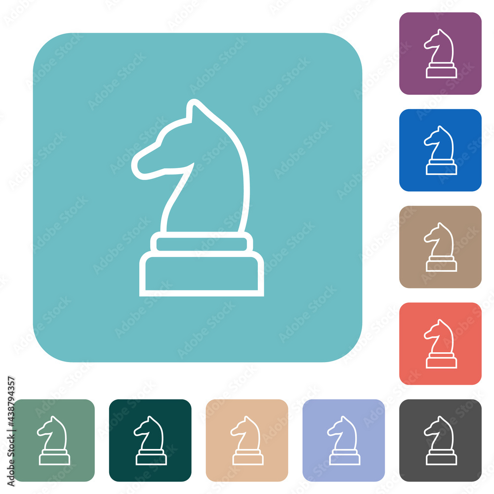 Sticker white chess knight rounded square flat icons