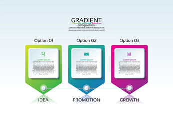Gradient presentation business infographic template with 3 step